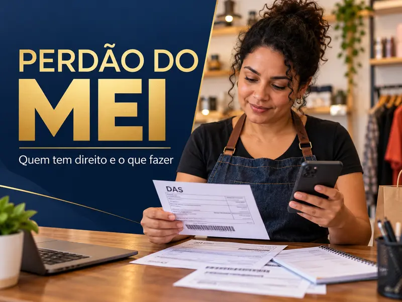 Microempreendedora confere o boleto do DAS no celular para garantir o perdão de dívidas do MEI